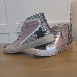 ShuShop Glitter and Pink High-Top Sneakers